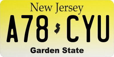 NJ license plate A78CYU