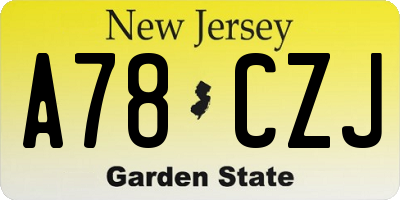 NJ license plate A78CZJ