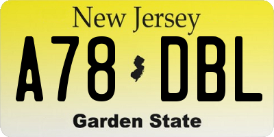 NJ license plate A78DBL