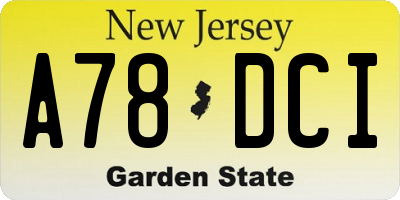 NJ license plate A78DCI