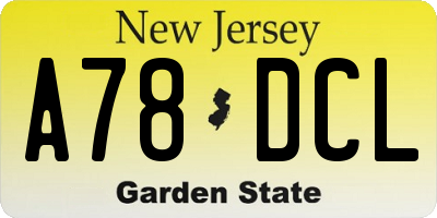 NJ license plate A78DCL