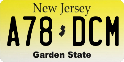 NJ license plate A78DCM