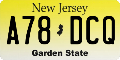 NJ license plate A78DCQ