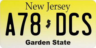 NJ license plate A78DCS