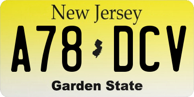 NJ license plate A78DCV