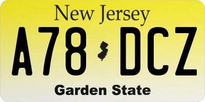 NJ license plate A78DCZ
