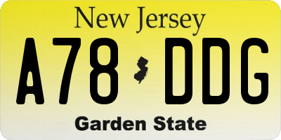 NJ license plate A78DDG