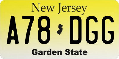 NJ license plate A78DGG