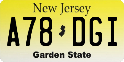 NJ license plate A78DGI