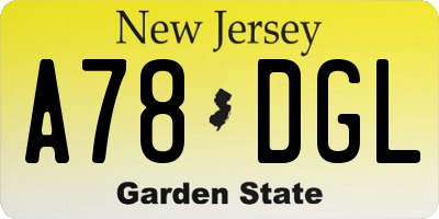 NJ license plate A78DGL
