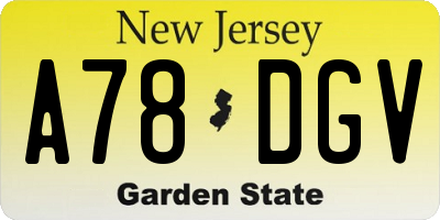 NJ license plate A78DGV