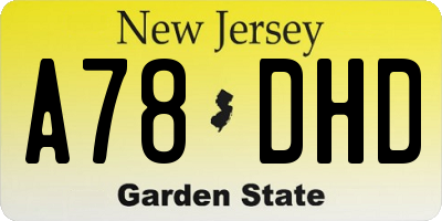 NJ license plate A78DHD