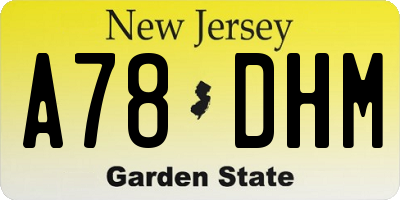 NJ license plate A78DHM