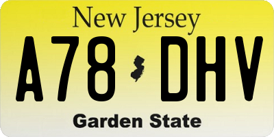NJ license plate A78DHV