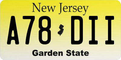 NJ license plate A78DII