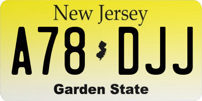 NJ license plate A78DJJ