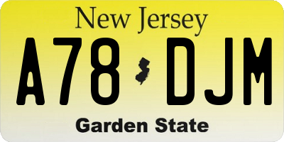 NJ license plate A78DJM