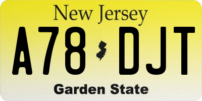 NJ license plate A78DJT