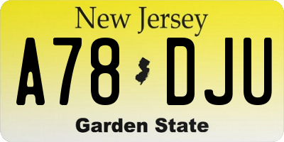 NJ license plate A78DJU