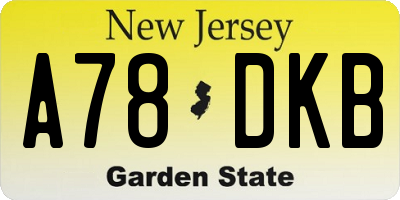 NJ license plate A78DKB