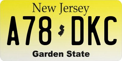 NJ license plate A78DKC