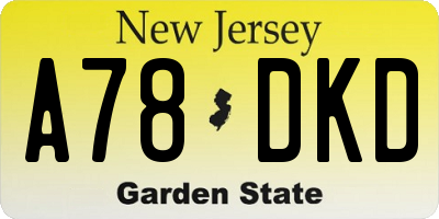 NJ license plate A78DKD