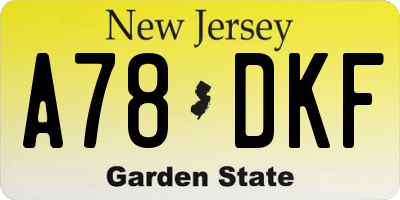 NJ license plate A78DKF