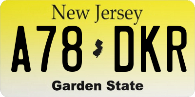 NJ license plate A78DKR