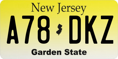 NJ license plate A78DKZ