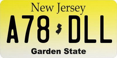 NJ license plate A78DLL