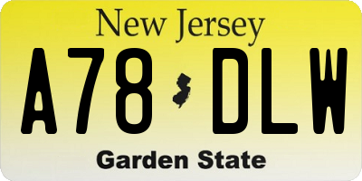 NJ license plate A78DLW