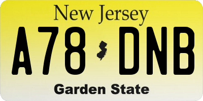 NJ license plate A78DNB