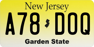 NJ license plate A78DOQ