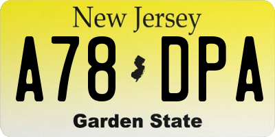 NJ license plate A78DPA