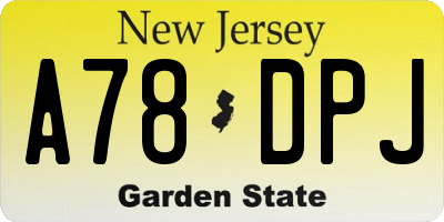 NJ license plate A78DPJ