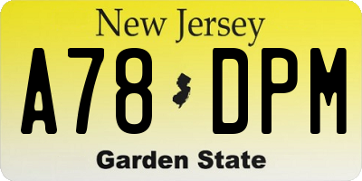 NJ license plate A78DPM