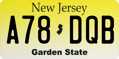NJ license plate A78DQB