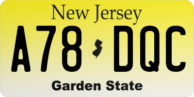 NJ license plate A78DQC