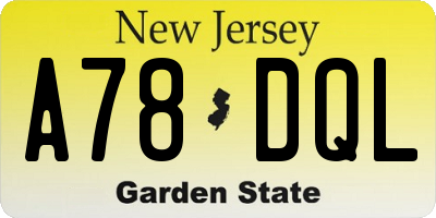 NJ license plate A78DQL