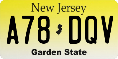 NJ license plate A78DQV