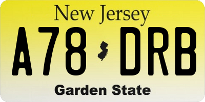 NJ license plate A78DRB