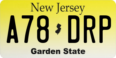 NJ license plate A78DRP
