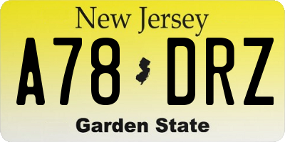 NJ license plate A78DRZ