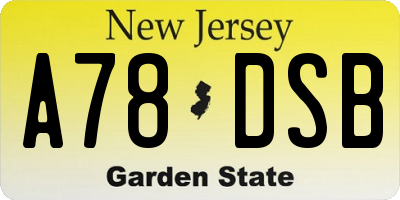 NJ license plate A78DSB