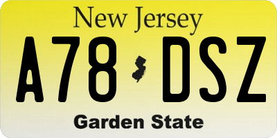 NJ license plate A78DSZ
