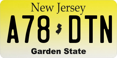 NJ license plate A78DTN