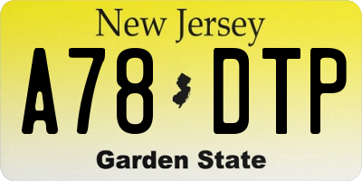 NJ license plate A78DTP