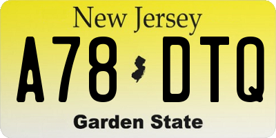 NJ license plate A78DTQ