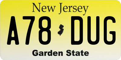 NJ license plate A78DUG