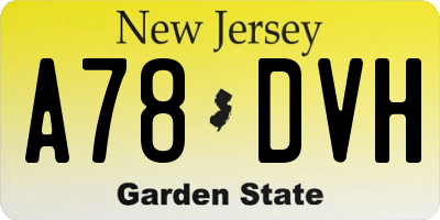 NJ license plate A78DVH